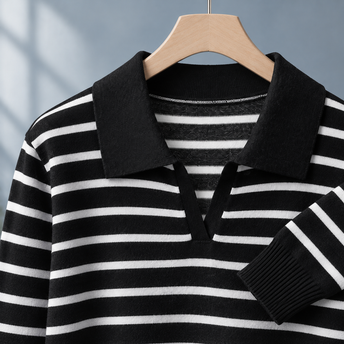 Vera-Marie Striped Polo Sweater - Lead Product Detail