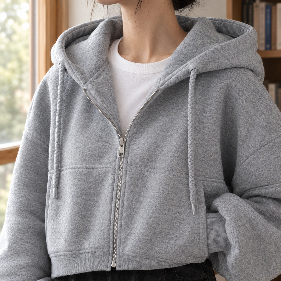 Sylvaine Cropped Hoodie - Lead Product Detail