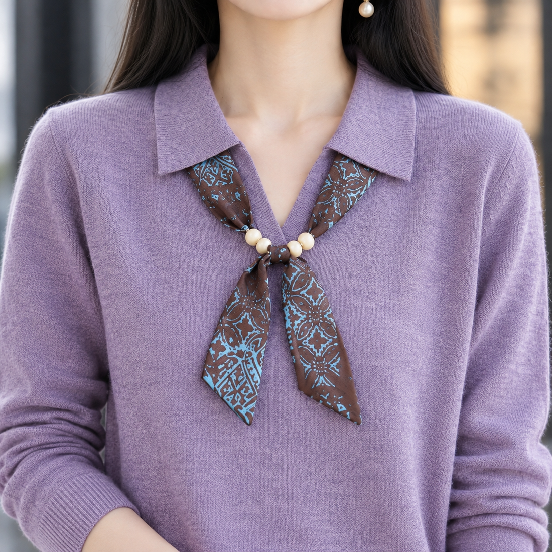 Pelham Scarf Collar Sweater - Lead Product Detail