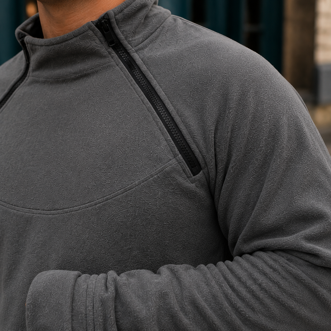 Ambrose-Stone Zip Neck Sweater - Lead Product Detail