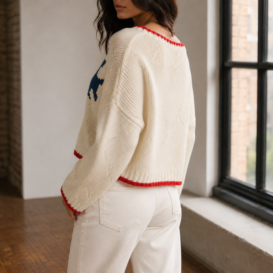 Josephine Fish Intarsia Sweater - Lead Alternate View