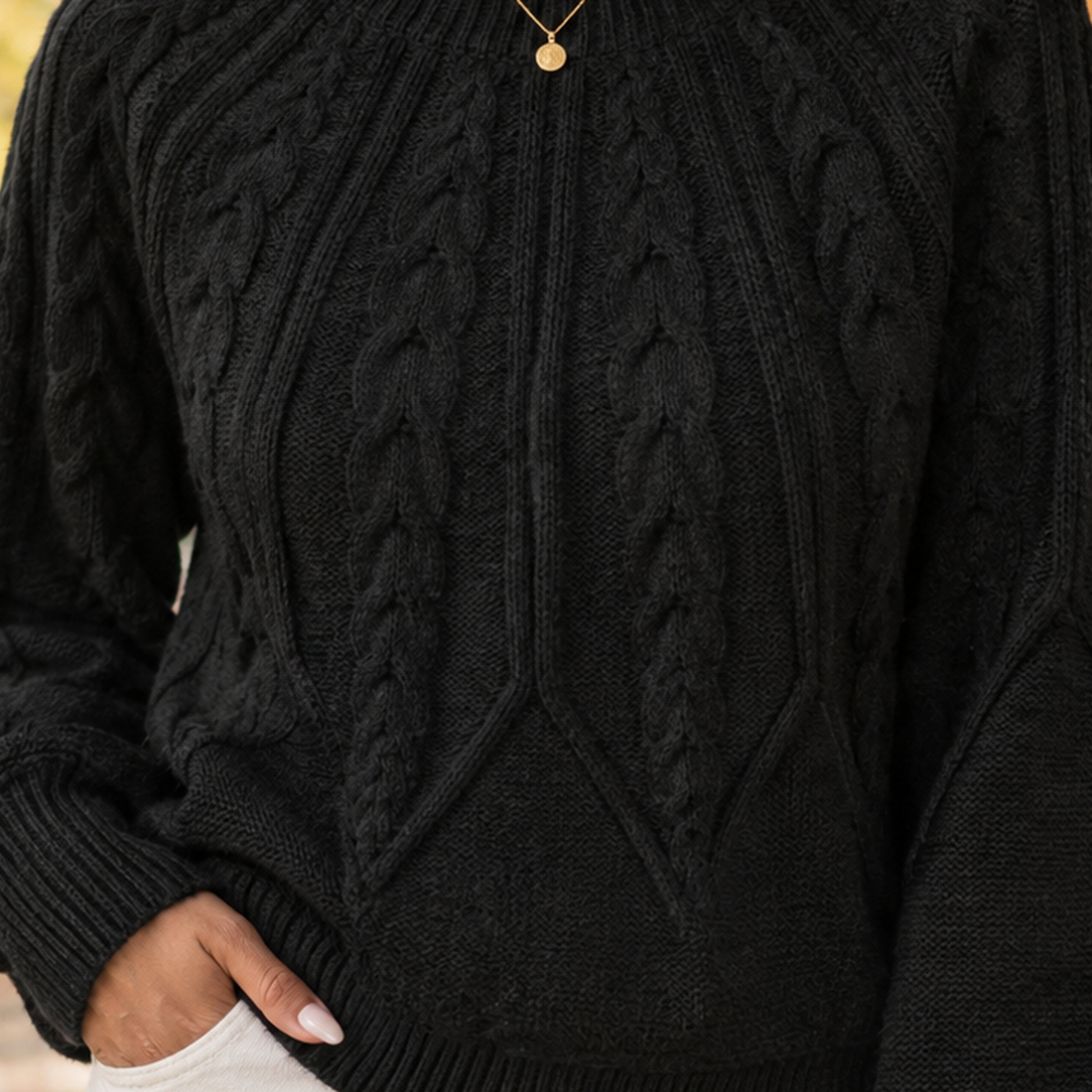 Isabeau-Jane Cable Knit Sweater - Lead Product Detail