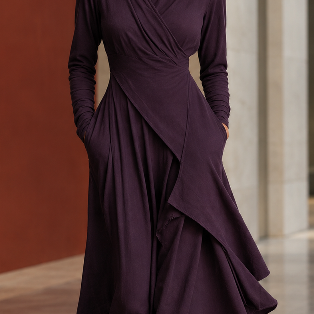 Freya-Hope Asymmetric Turtleneck Dress - Lead Product Detail