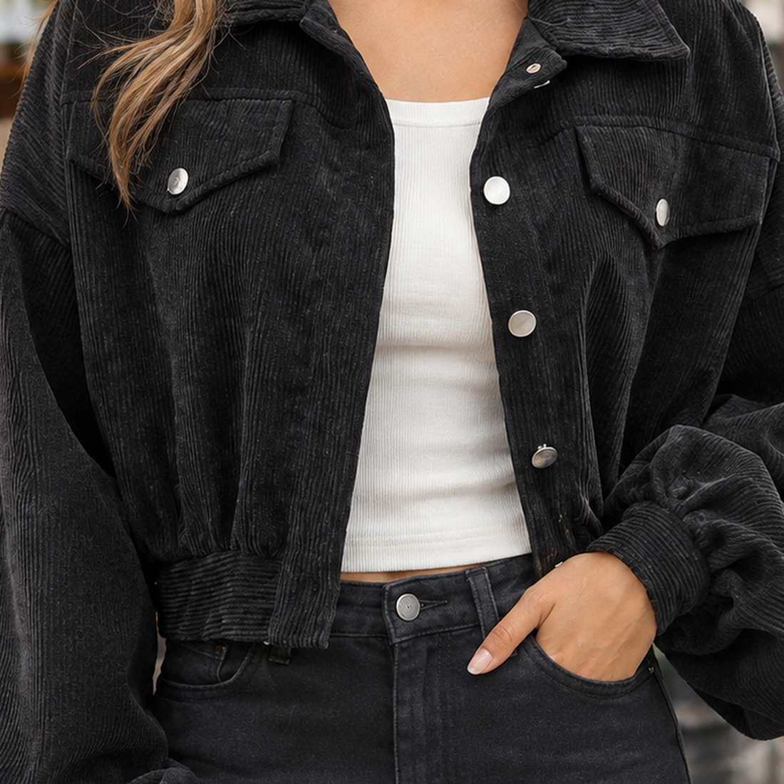 Solene-Faye Corduroy Jacket - Lead Product Detail
