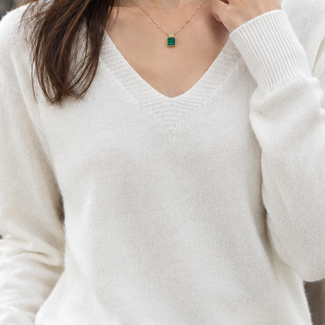 Tara-Jade V Neck Sweater - Lead Product Detail