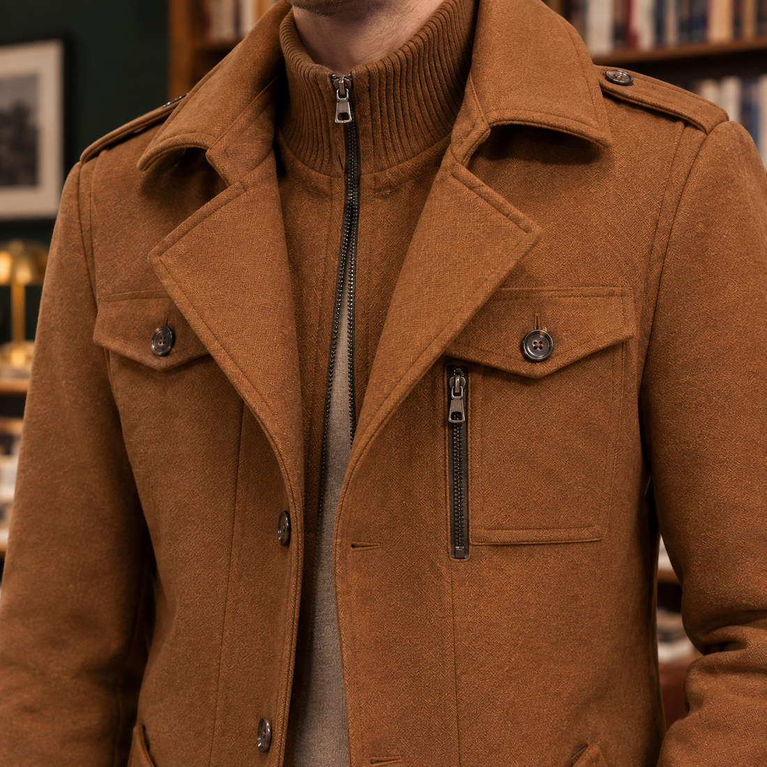 Archie-Miles Double Collar Jacket - Lead Product Detail