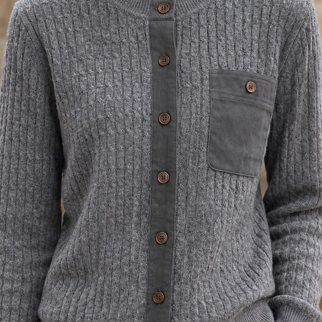 Ascelin-Lane Cable Knit Cardigan - Lead Product Detail