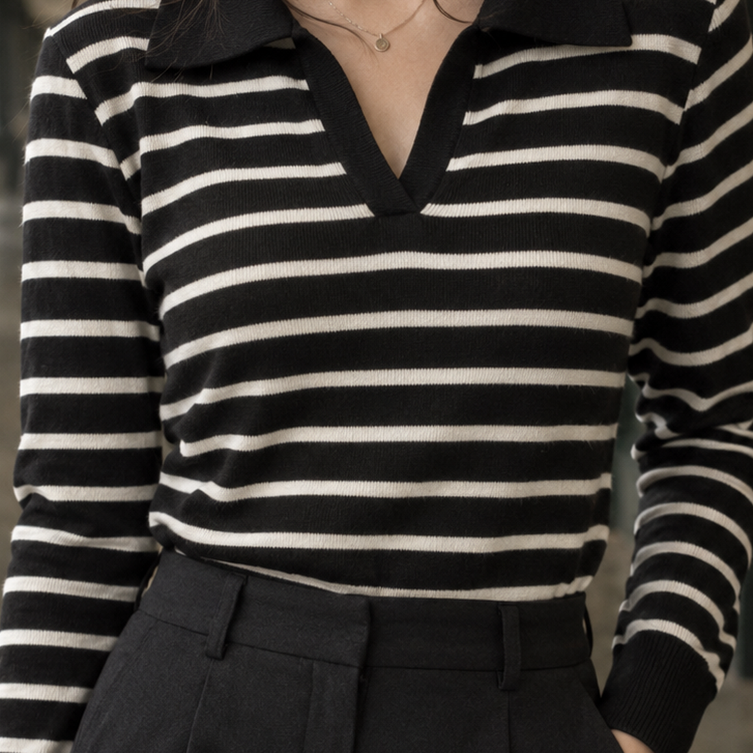 Sidonie-Claire Striped Polo Top - Lead Product Detail