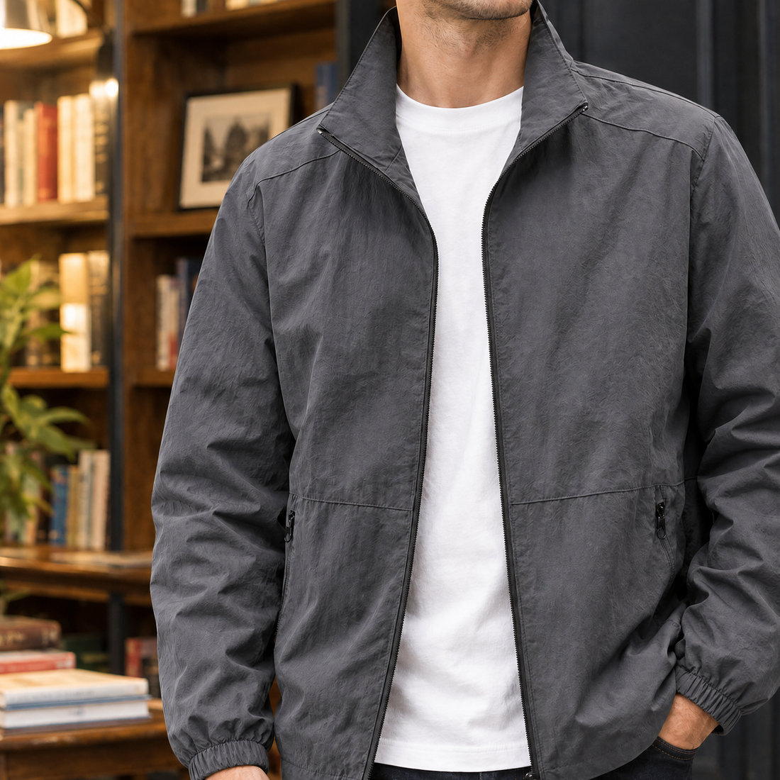 Harry-Jude Stand Collar Jacket - Dark Gray