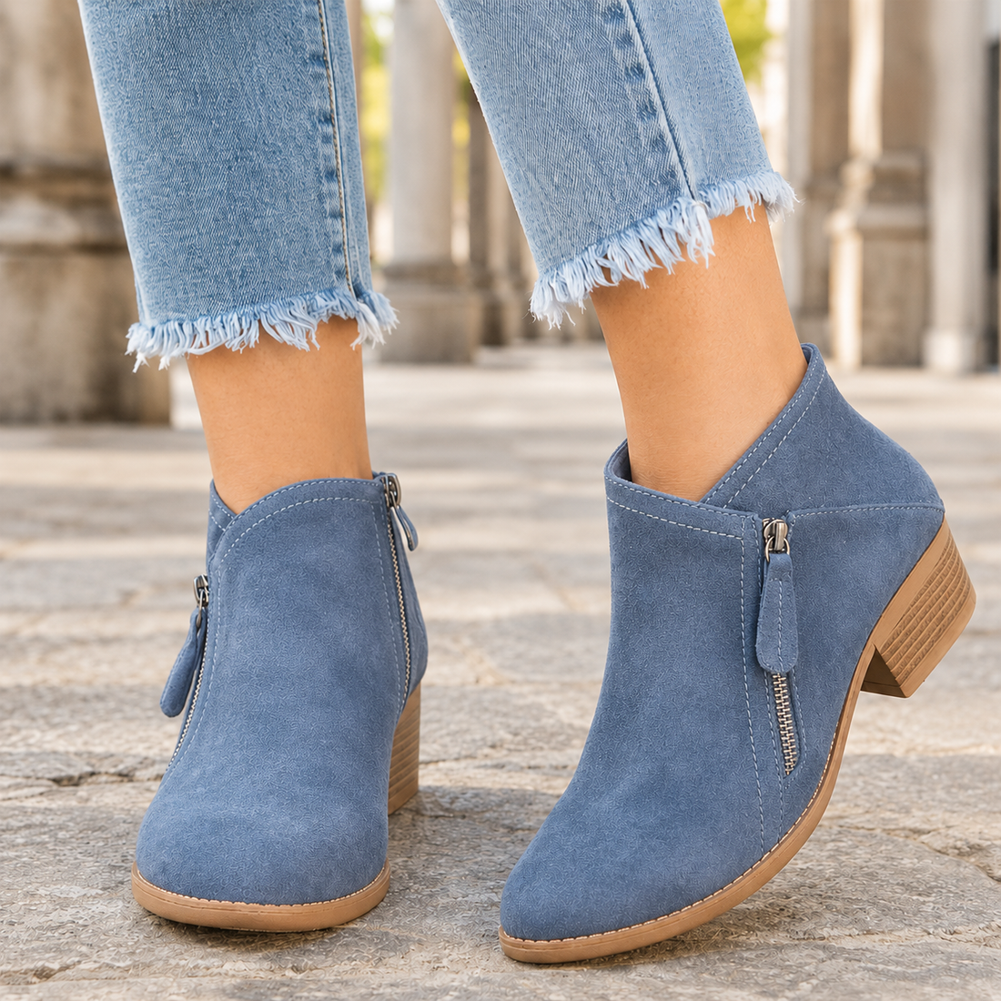 Lucchesi Suede Ankle Boots - Blue