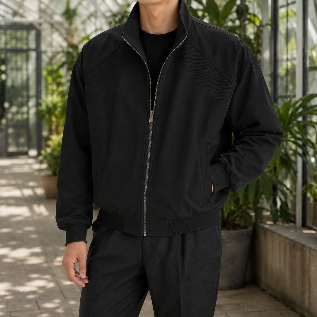 Casimir-West Stand Collar Jacket - Black