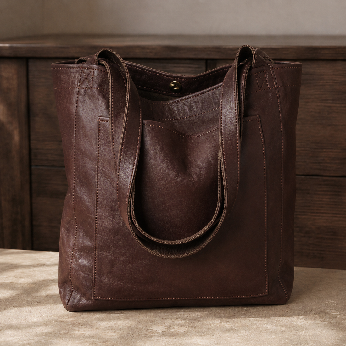 Rossi Leather Tote - Dark Brown