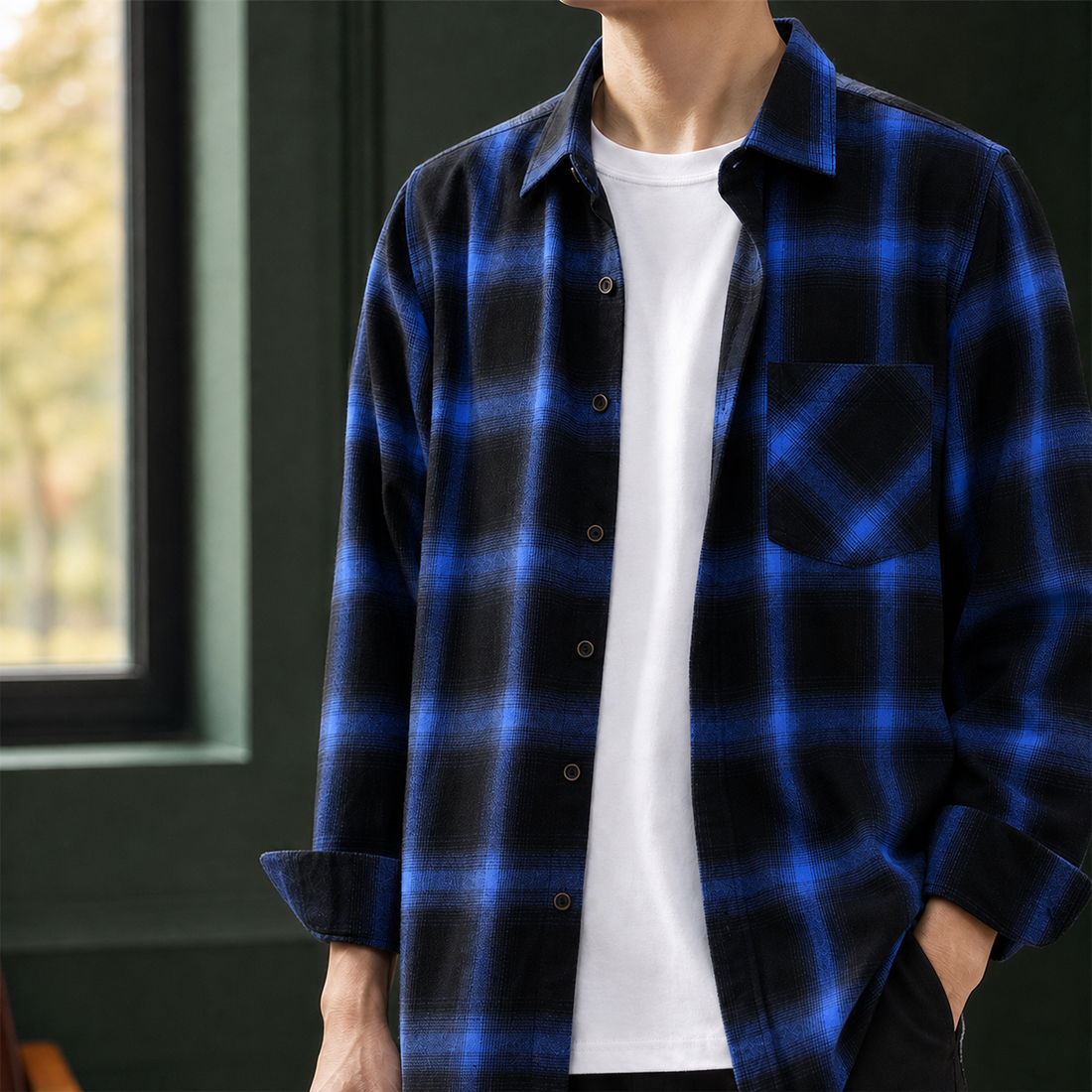Vincent-Wade Plaid Overshirt - Blue