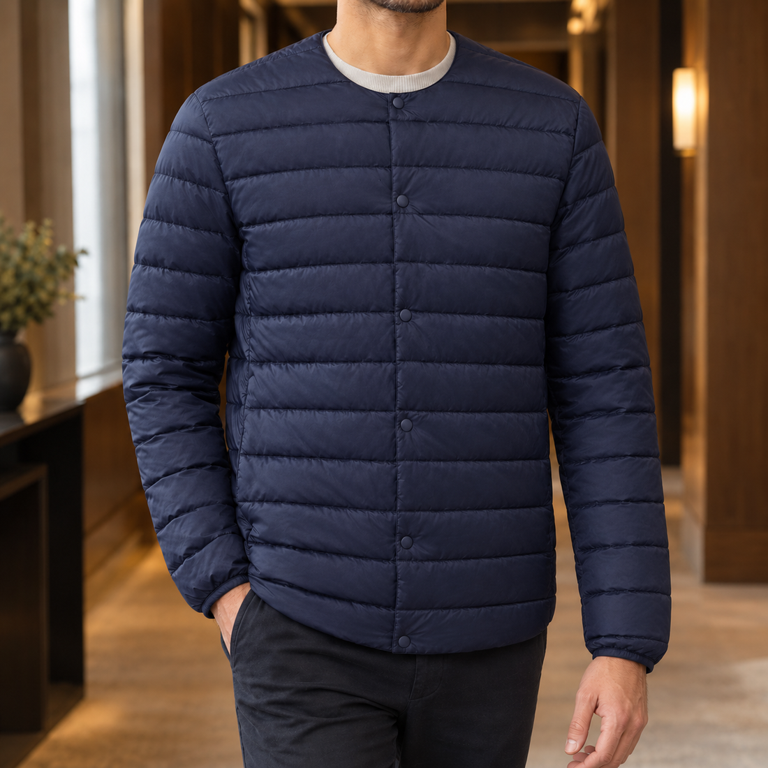 Torquil Lightweight Jacket - Navy Blue