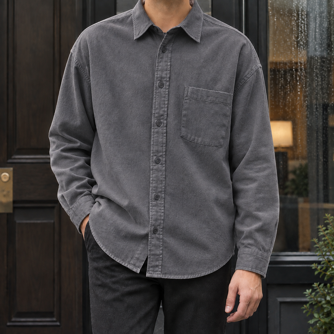 Giles-Scott Relaxed Shirt - Gray