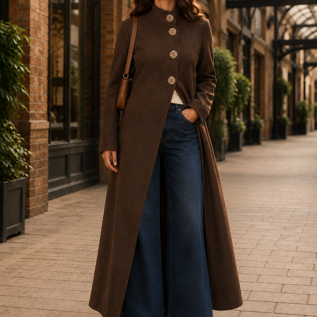 Eleanor-Jade Longline Jacket - Brown