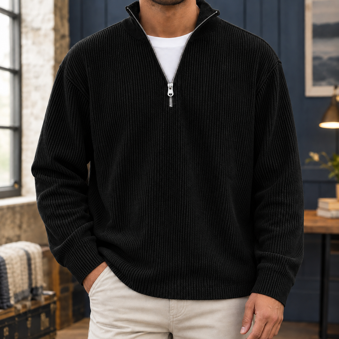 Ardan-Lane Quarter Zip Top - Black