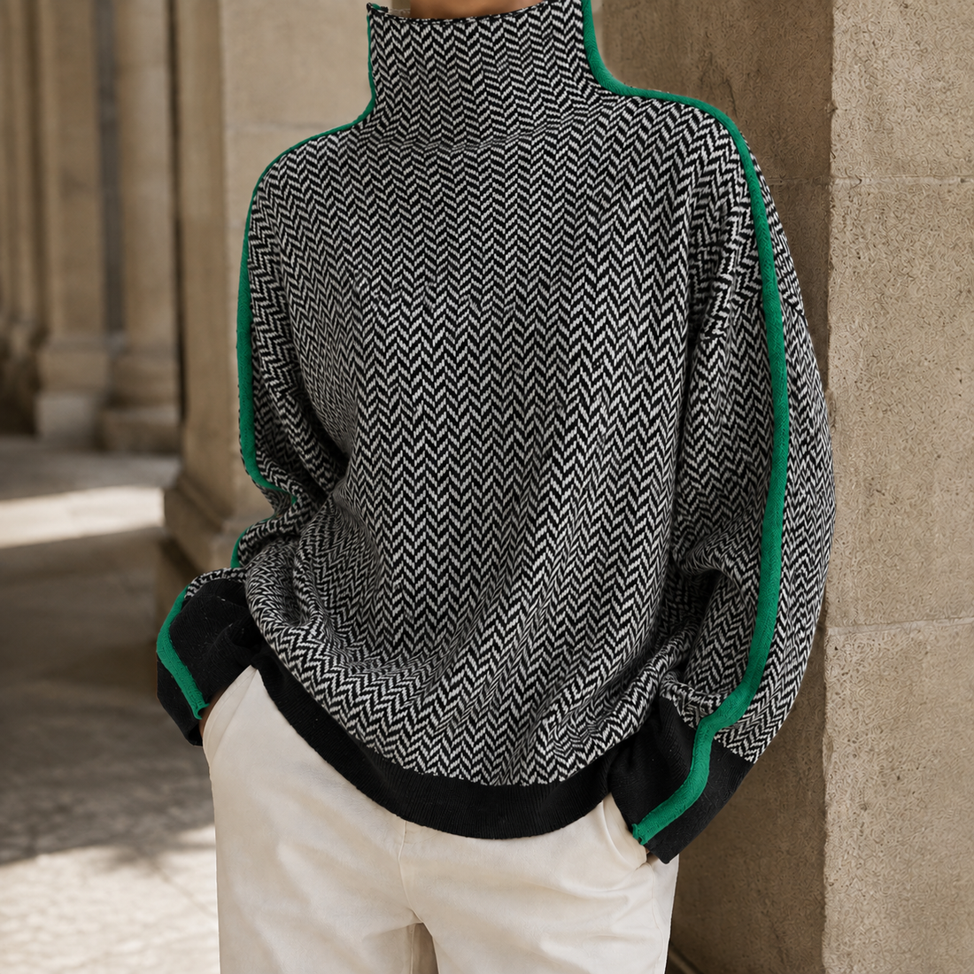Portia-Sage Turtleneck Sweater - Green