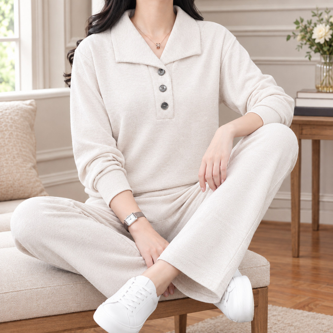 Ariane-Belle Relaxed Set - Off White