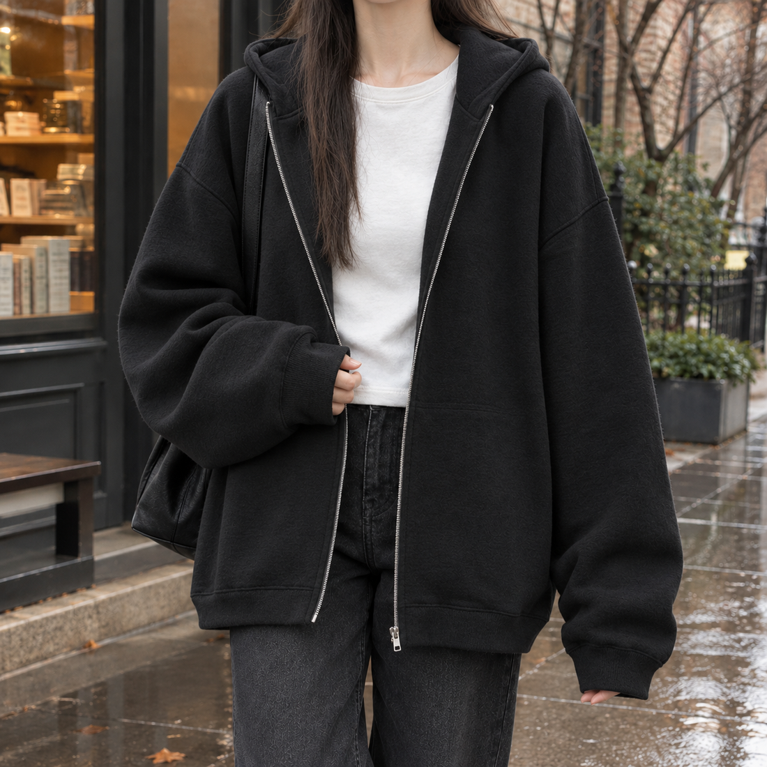 Alice-Hope Oversized Hoodie - Pure Black
