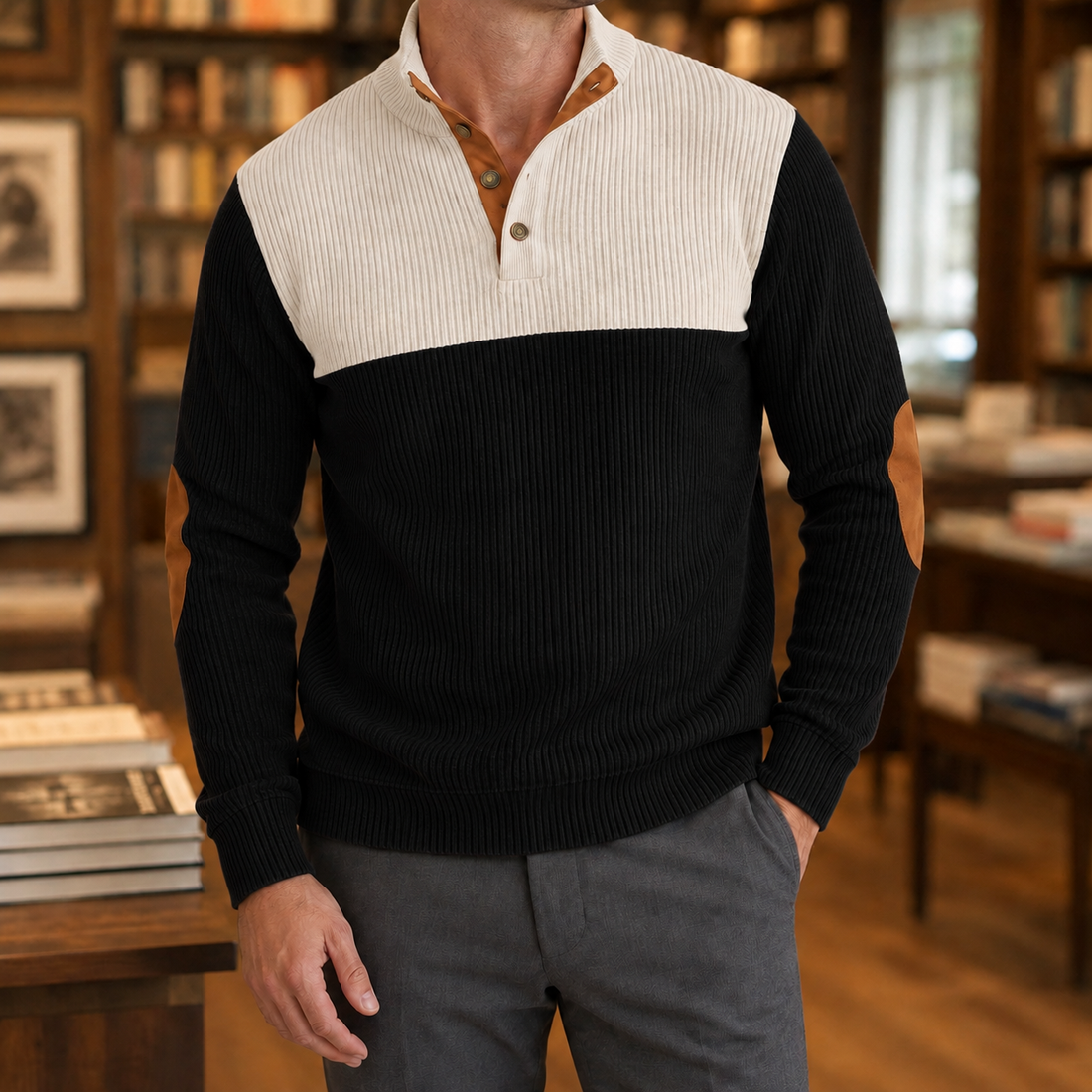 Rocco-Rhys High Collar Sweater - Black