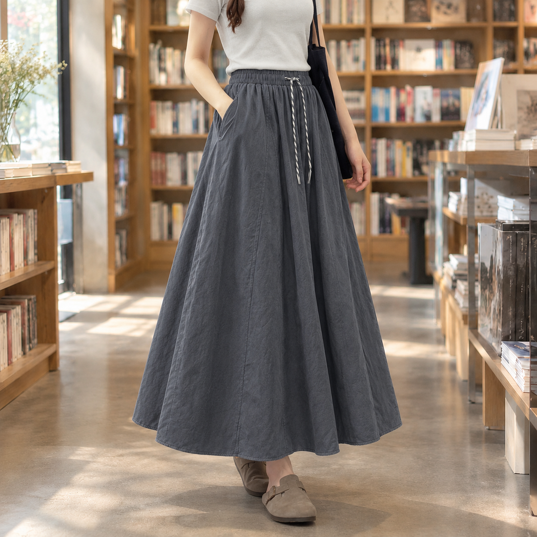 Mariella Flowing Maxi Skirt - Dark Gray