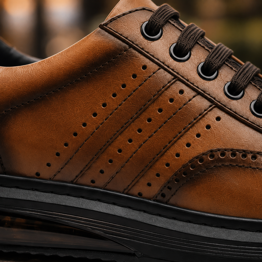 Vittorio Leather Brogue Sneakers - Lead Product Detail
