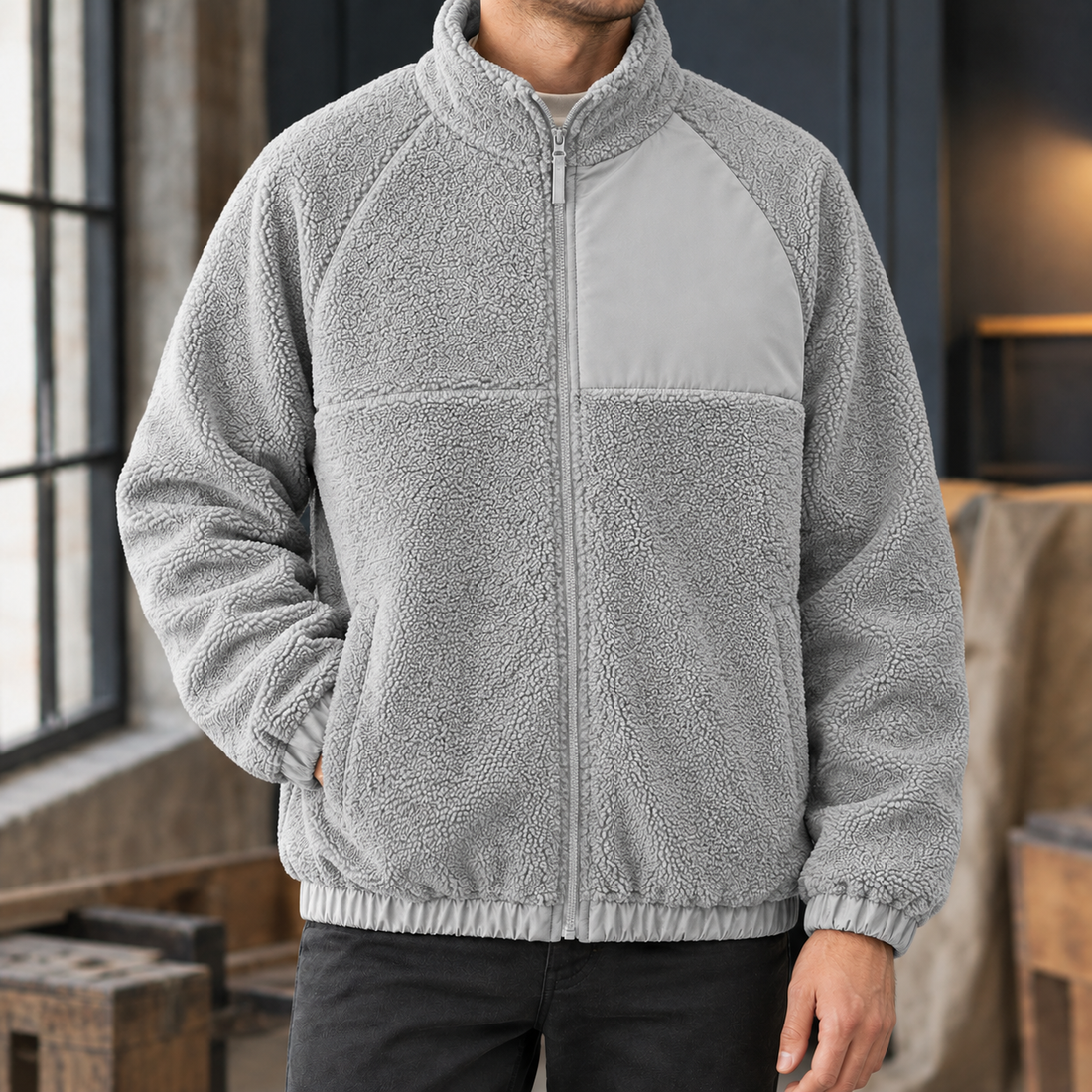 Asher-Reid Fleece Jacket - Light Gray
