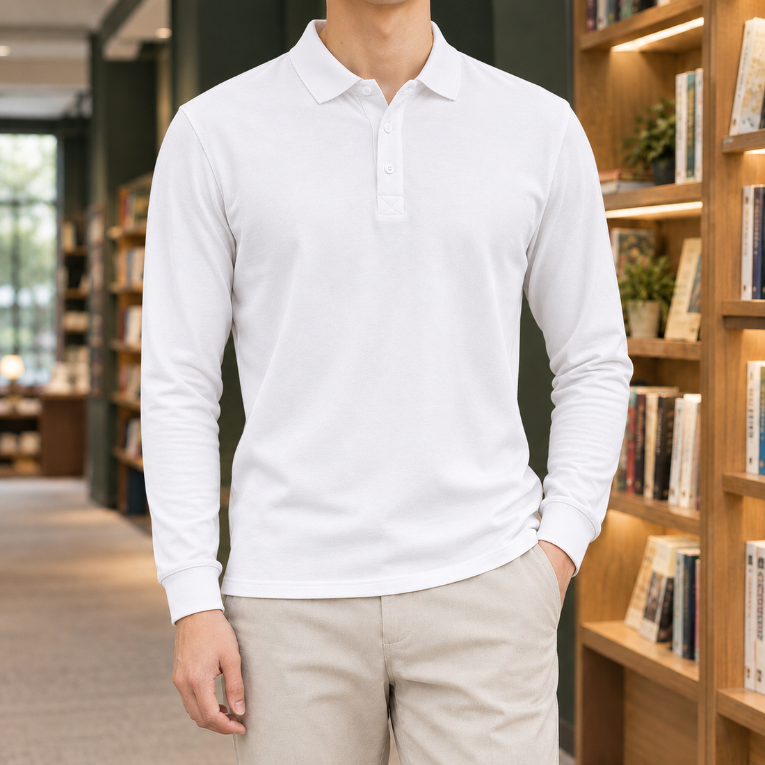 Silvain-Reid Long Sleeve Polo - White