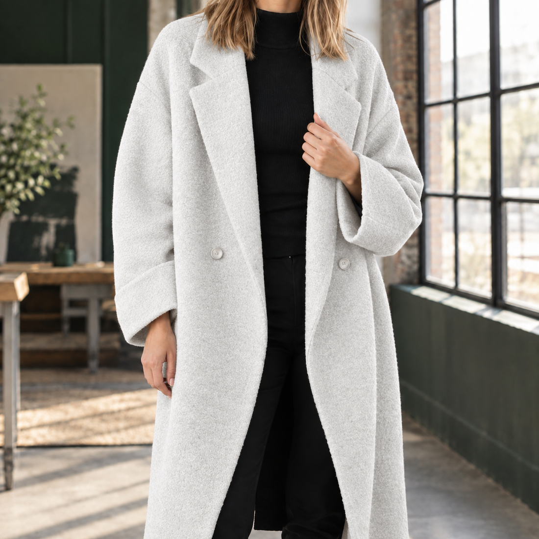 Daphne-Eve Double-Breasted Overcoat - Off White