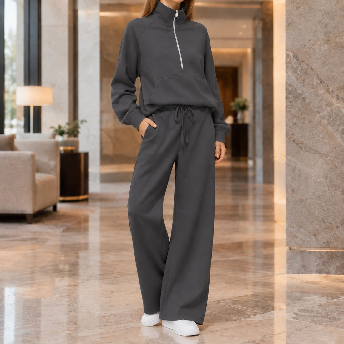 Sibylla Wide Leg Set - Dark Gray