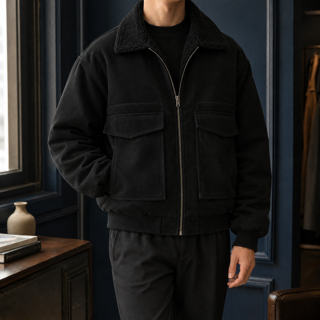 Clovis-Jude Aviator Jacket - Black