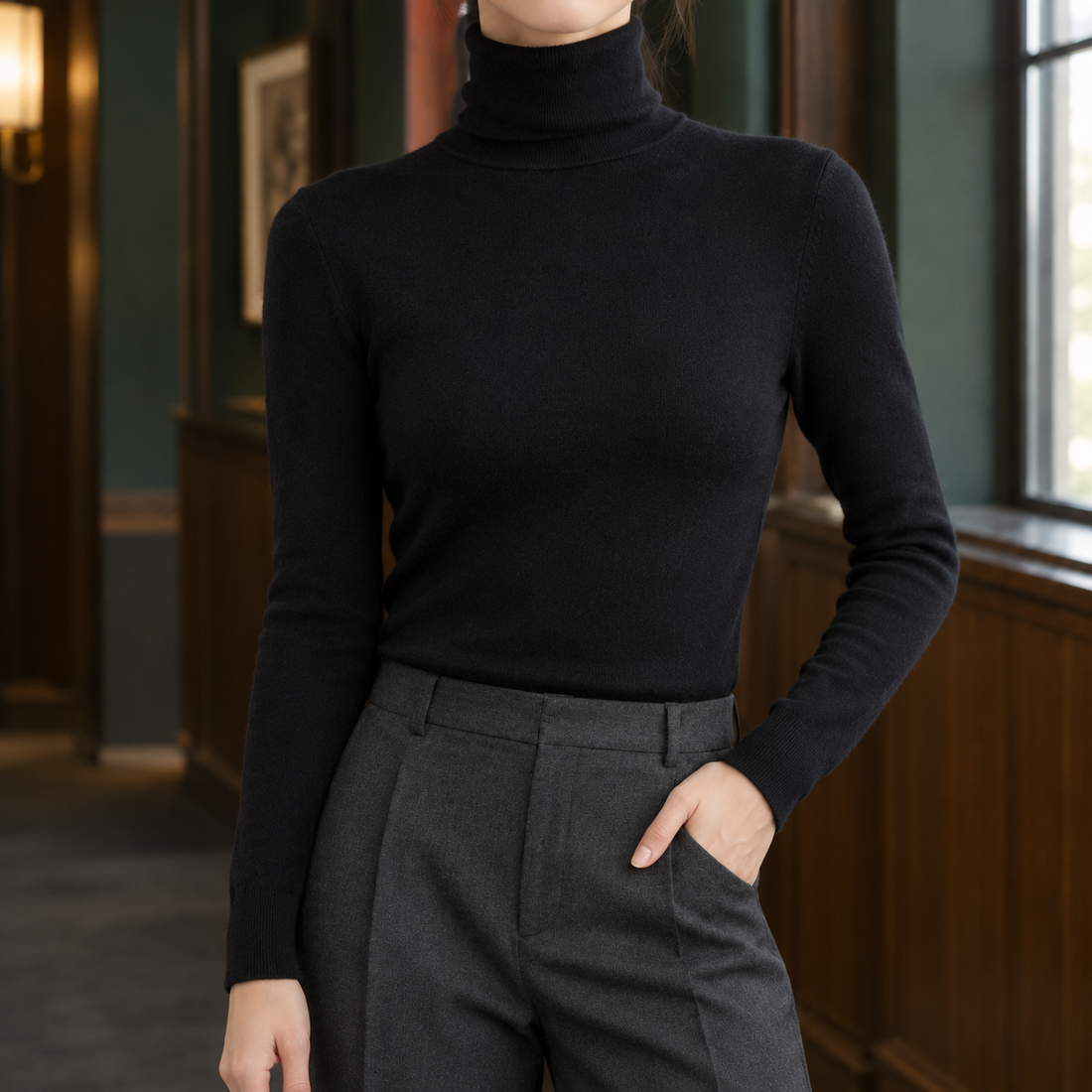 Giselle-Rae Turtleneck Sweater - Black