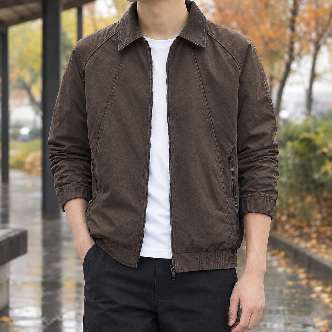 Lorcan-York Utility Zip Jacket - Brown