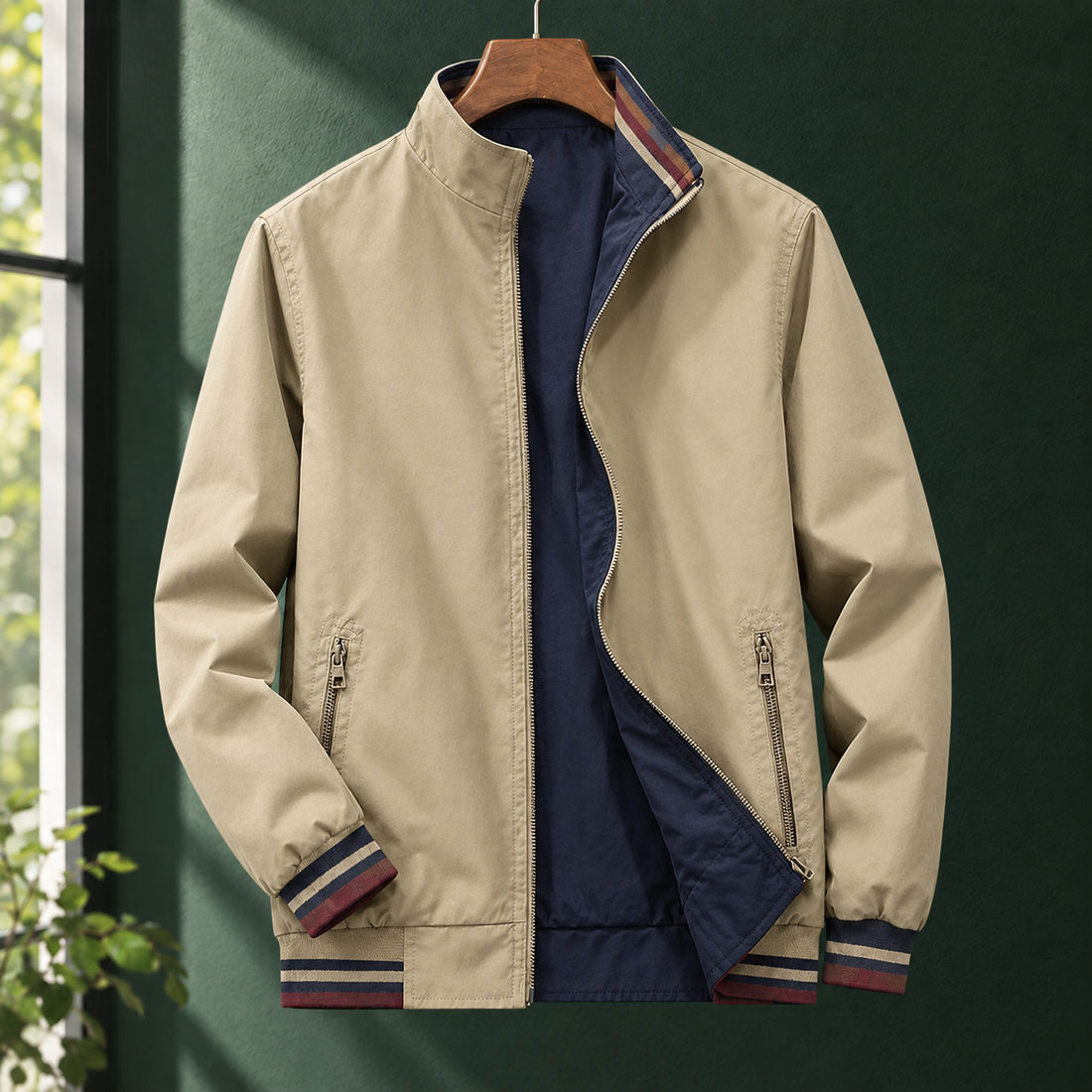 Kasimir-Grant Harrington Jacket - Khaki