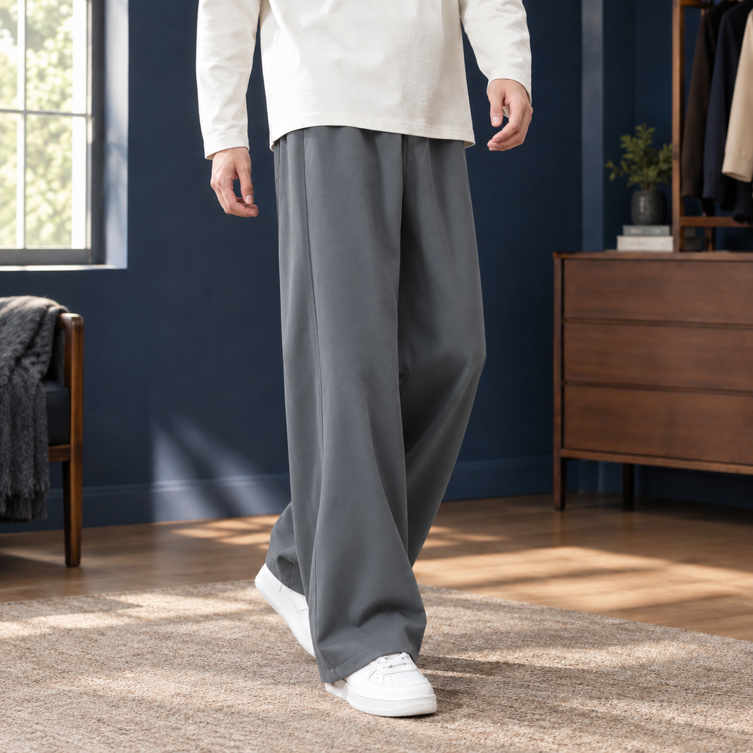 Nathaniel-Cole Wide Leg Pants - Dark Gray