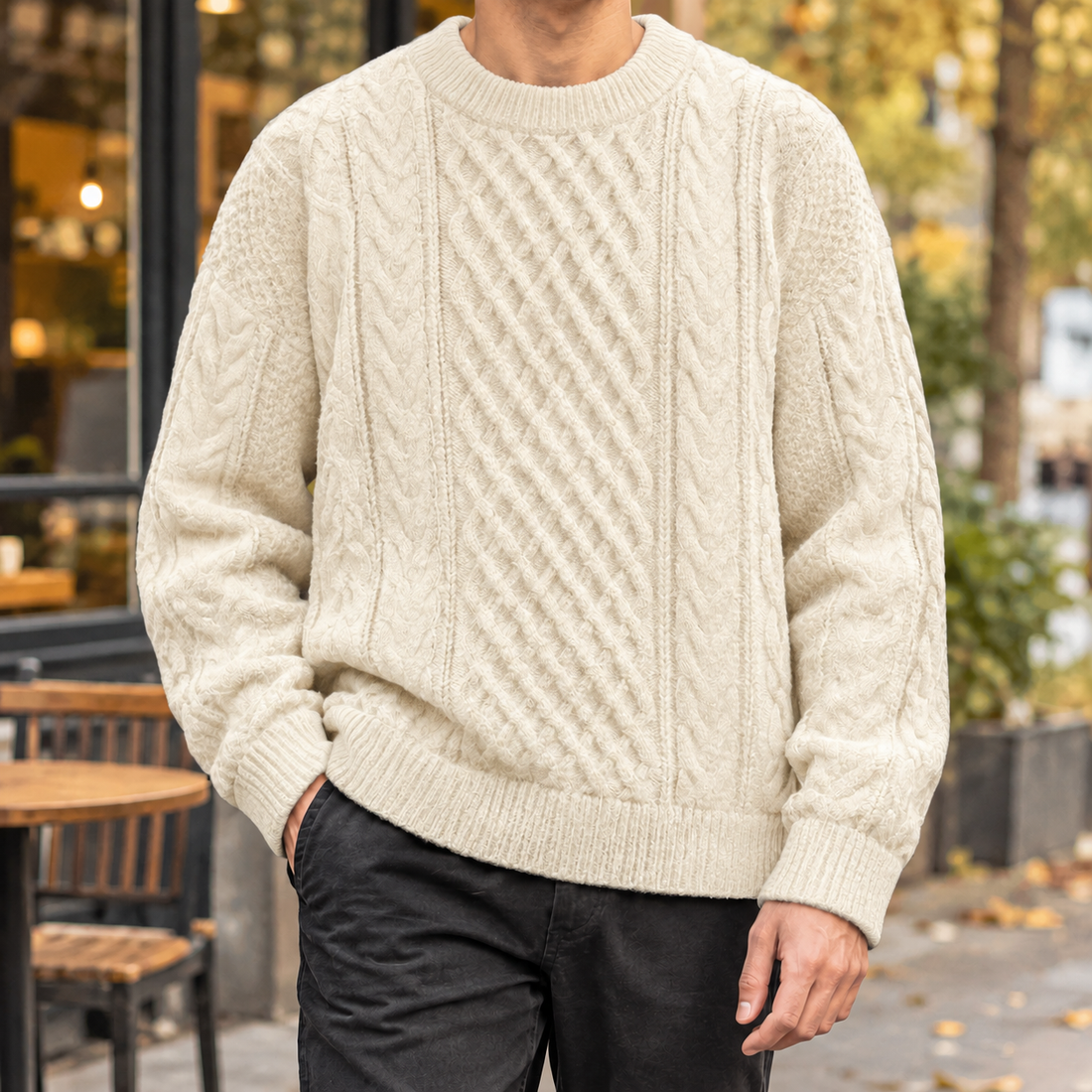 Louis-Wren Cable Knit Sweater - Apricot