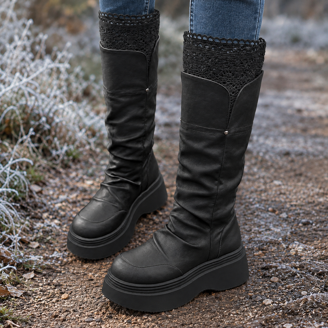 Lecce-Garda Platform Boots - Black