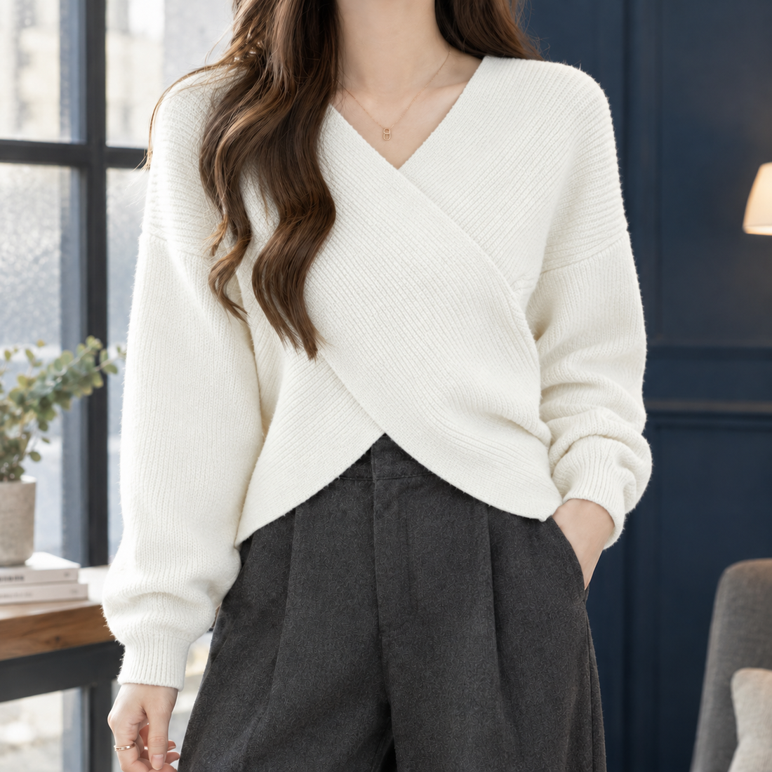Joelle-Marie Wrap Sweater - White