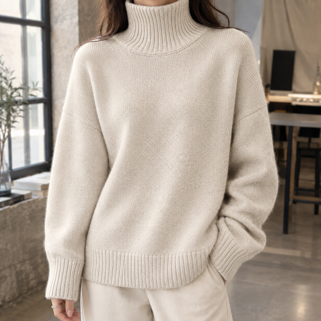 Quinn Turtleneck Sweater - Beige