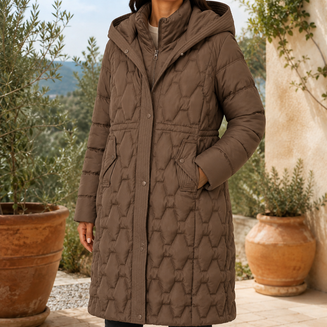 Darcy-Kate Quilted Puffer Jacket - Brown
