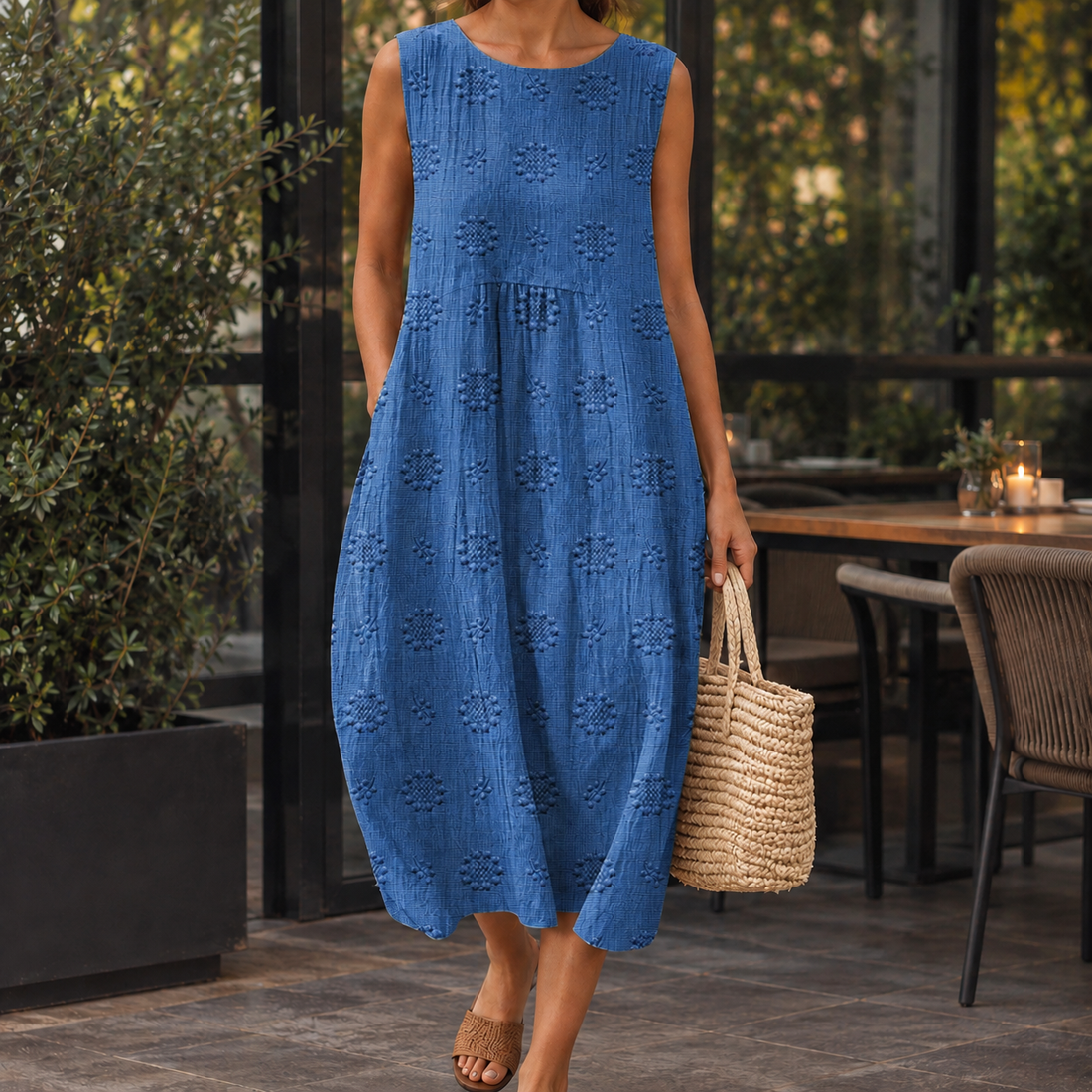 Georgina-Kate Cocoon Midi Dress - Blue