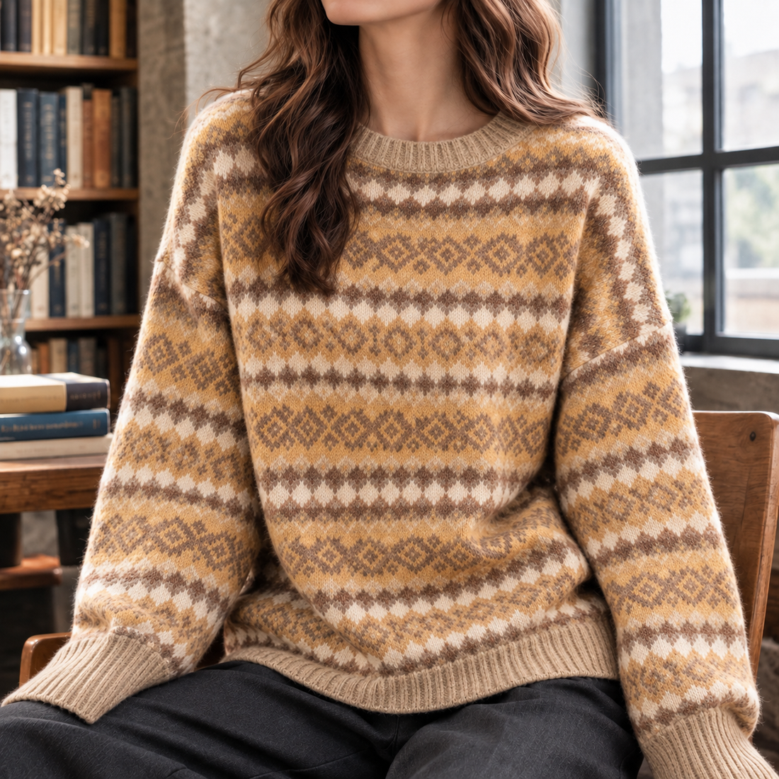 Liora-Skye Jacquard Sweater - Tan