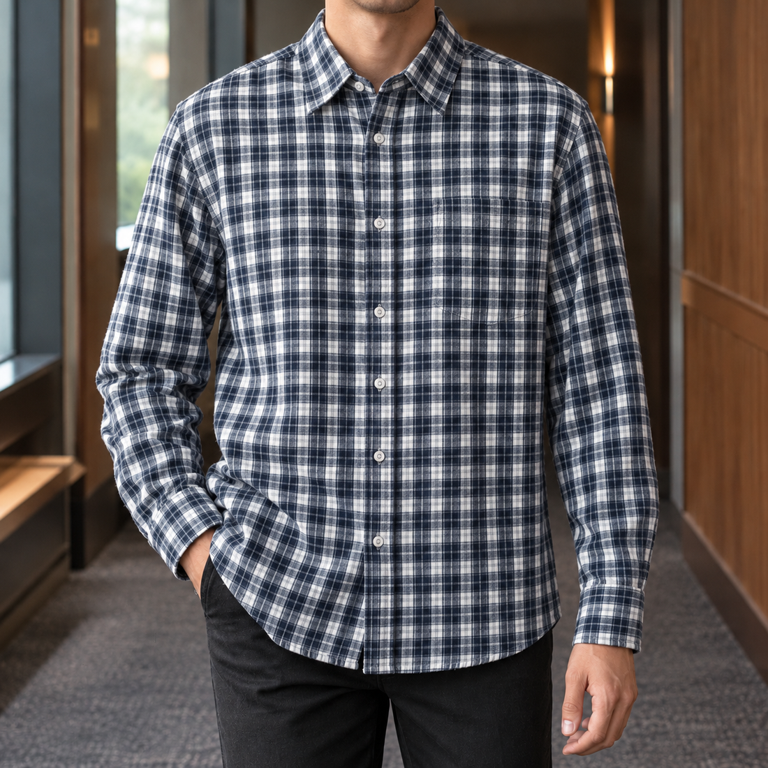 Cooper-Reid Plaid Overshirt - Navy