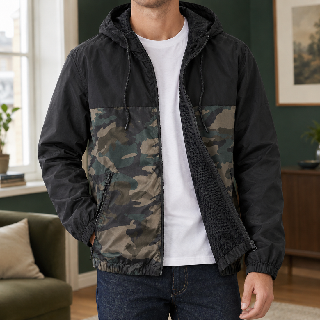 Rodolphe-James Color Block Jacket - Camouflage Black