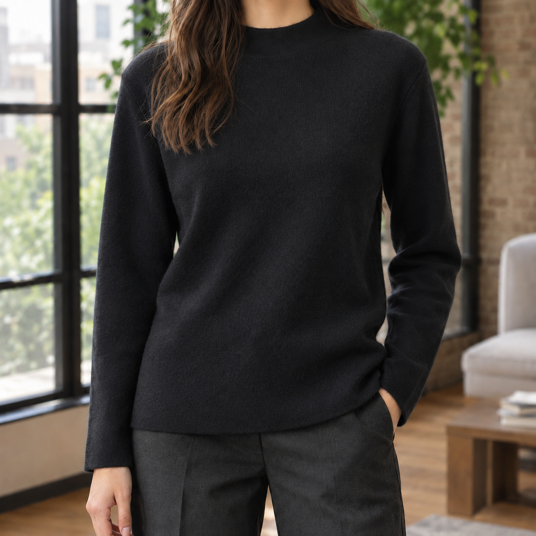 Desiree Mock Neck Sweater - Black