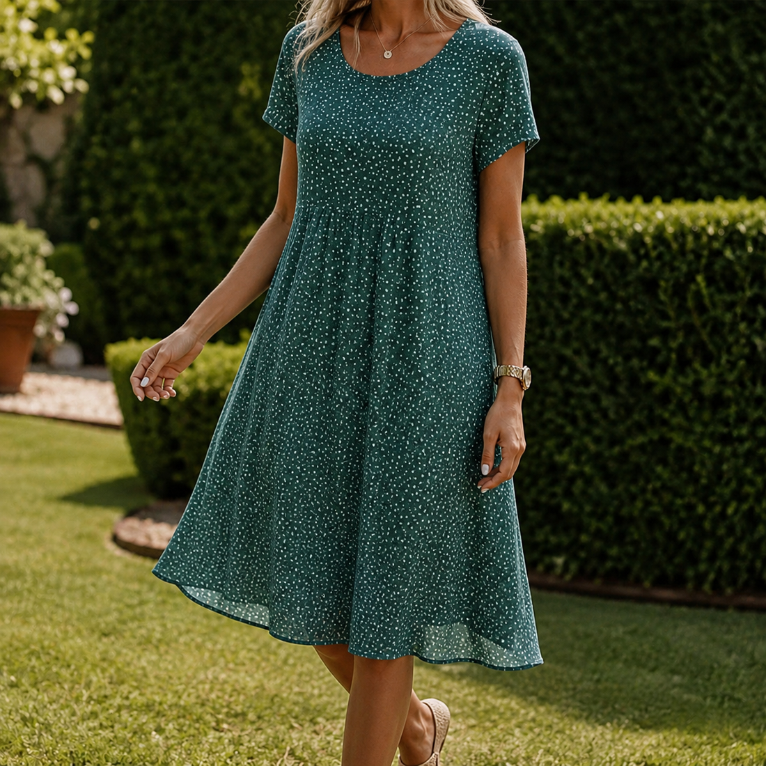 Aimee-Jane Flowy Summer Dress - Green