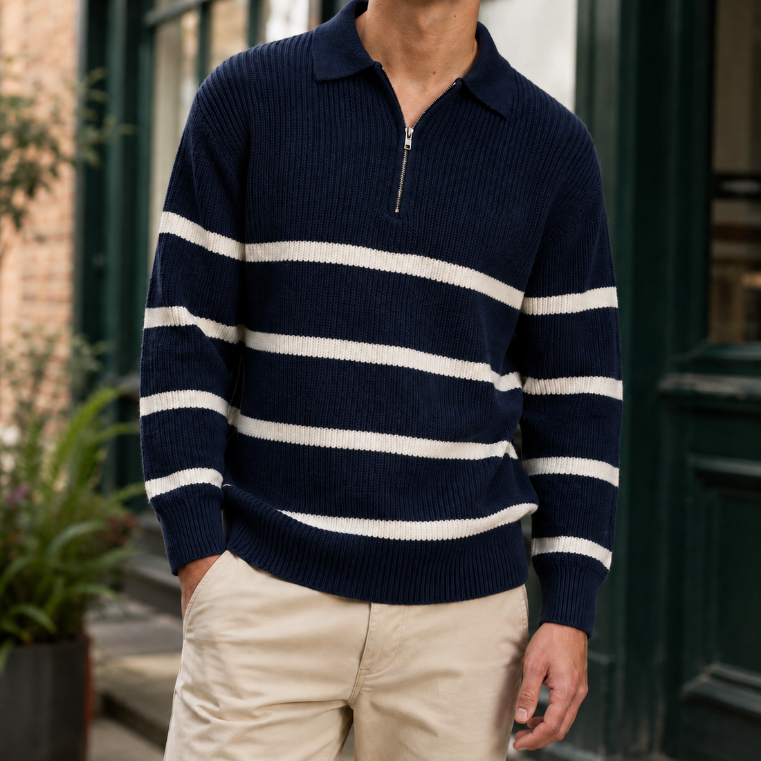 Milo-Rhys Half-Zip Sweater - Navy Blue