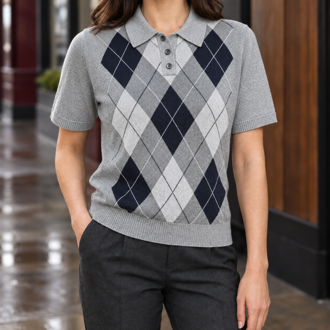 Ursuline-Skye Polo Sweater - Light Gray