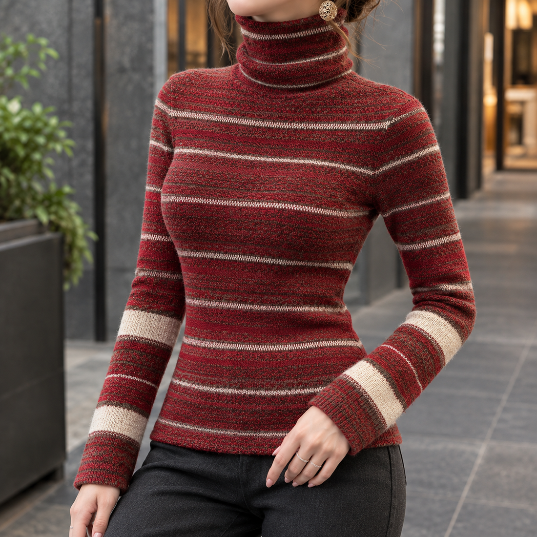 Elettra-Faye Cashmere Turtleneck - Red